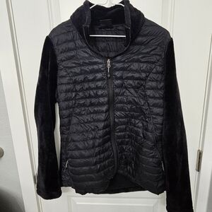32 Degrees Down & Fleece Jacket Black Womens Fleece Back & Arms Down Front Large